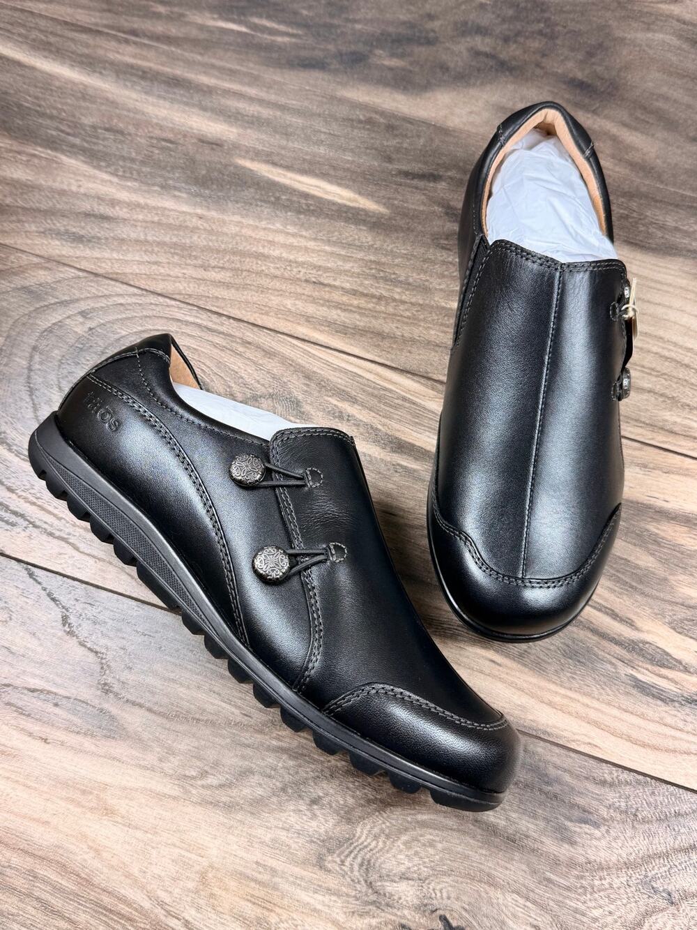 NIB Taos Blend 7.5M Black Leather Slip On Comfort Shoes